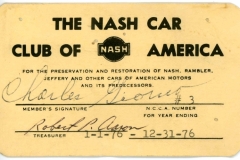 1976 dues card, Charl